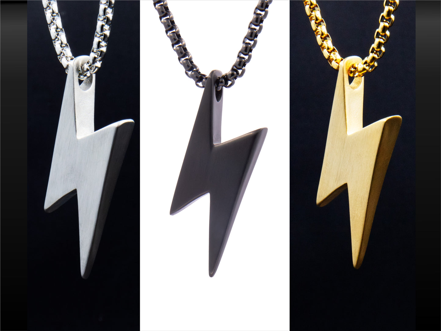 PERSONALIZED Stainless Steel Lightning Bolt Pendant Necklace Stainless Steel